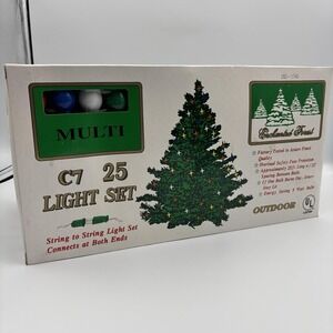 4 Sets Enchanted Forest 25-Light Set C7 Ceramic Style Bulbs Vtg Christmas